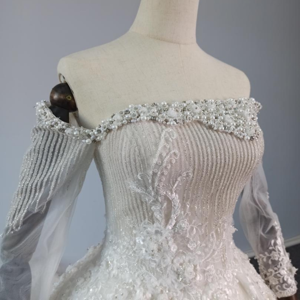 Beautiful Swarovski and oceanic peal wedding dress ball gown princess